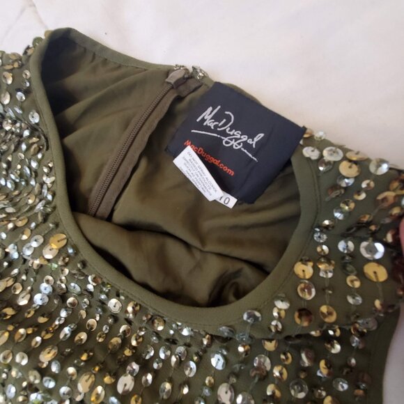 Mac Duggal Sleeveless Sequin Column Gown Olive Green 93603 Size 10 - Picture 8 of 11